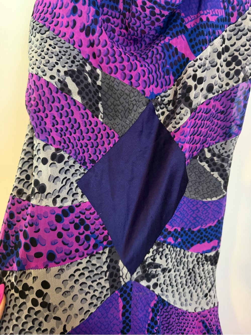 Diane Von Furstenberg Purple & Black Snake Print Silk Slip Dress - Picture 4 of 5